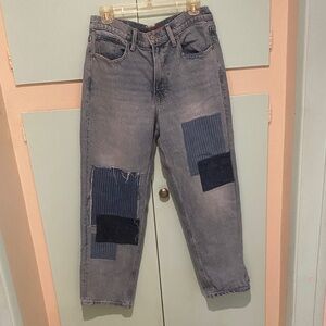 Lucky Brand Women's Relaxed Patchwork Blue Denim Jeans